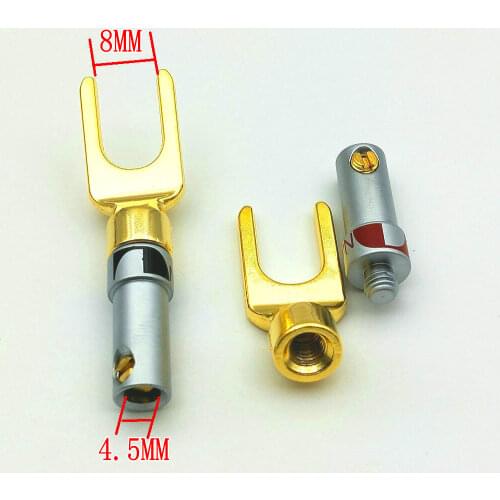 20pcs brass Nakamichi Gold Plated Speaker Banana Spade Plug Audio connector New