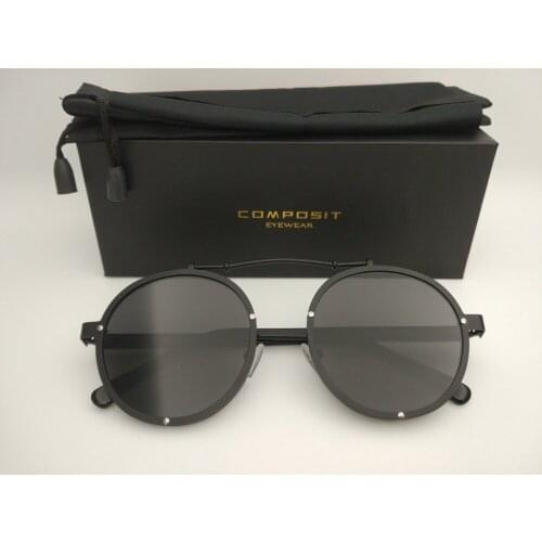 2018 New Composit Brand Round Sun Glasses Fashion Women Gold Retro Black Red Goggle Alloy Men Vintage Sunglasses