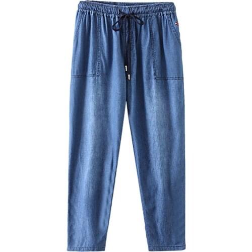 2019 Autumn Basic Denim Jeans For Women High Waist Elastic Jeans Loose Vintage Mom Style Harem Pants Cowboy Denim Pants R844