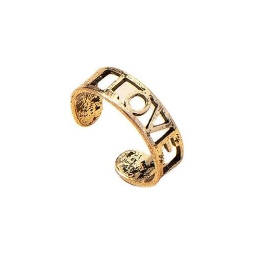 2021 Ins Trendy Antique Gold Love Letter Minimalist Minimalism Finger Band Knuckle Midi Rings Korean Fashion Women Party Jewelry