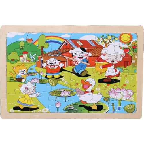 24pcs Baby Puzzle 3D Paper Kids Children Early Childhood Educational Toys 1-3-Year-Old Cartoon Wooden Small Jigsaw Puzzle