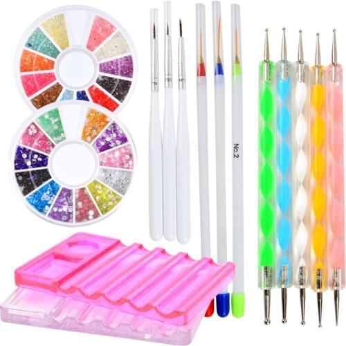 YWK 5 Grids Brush Holder Pen Rest Display Stand Plastic Manicure Tools Nail Art Acrylic Silver Purple Gold Showing Shelf