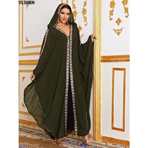 African Dresses for Women Plus Size Clothing Dashiki Embroidery Beads African Clothes Abaya Dubai Muslim Dress Robe Africa Dress