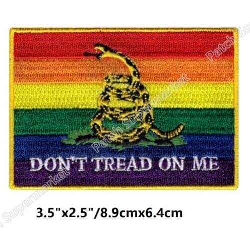 3.5" RAINBOW GADSDEN FLAG EMBROIDERED PATCH GAY RIGHTS LESBIAN LGBT PRIDE patchwork accessories don't tread on me