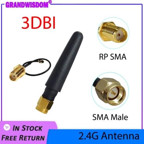 2.4 GHz Antenna wifi 5dBi SMA Male Connector 2.4ghz antena for Router Wi fi Booster +21cm RP-SMA to ufl./ IPX 1.13 Pigtail Cable