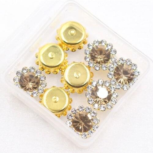 Glitter Sewing Crystal Stone with Claw Sew on Rhinestones 20pcs Gold Base Crystal Buttons for DIY Garment Jewelry Hot Sale