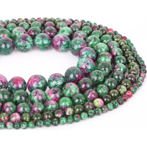 Natural Stone Beads 4 6 8 10 12mm 15" Round Dyed Epidote Zoisite Loose Beads For Jewelry Making DIY Necklace & Bracelet