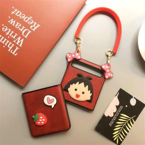 Samsung beautyzflip cartoon cute mobile phone case z flip folding lanyard Protective case f7000 folding screen