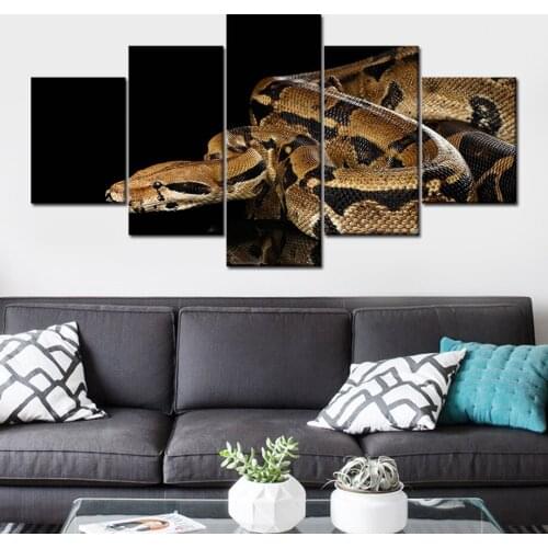 Black snake 5 panel template painting picture wallpaper used for family living room room decoration