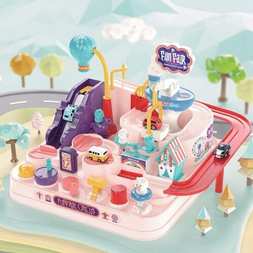 Racing Rail Car Model Racing Educational Toy Children Track Car Adventure Game Brain Game Mechanical Interactive Train Toys