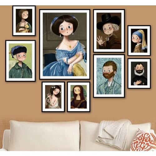 Cartoon Famous Portrait Illustration Wall Art Canvas Painting Nordic Posters And Prints Wall Pictures For Living Room Home Decor