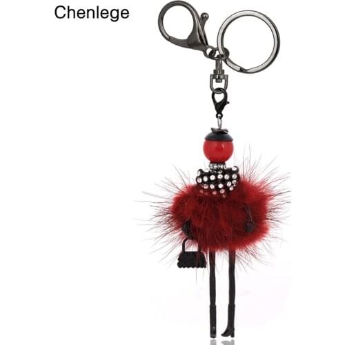 Classic doll keychains for women rabbit fur key ring key chains bag jewelry bunny keyring free shipping wholesale