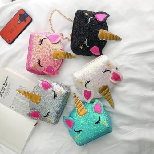 Girls Purses Fashion Children Girls Shoulder Bag Cute Unicorn Animals Messenger Bag Kids Keys Coin Purse Cute Women Wallet