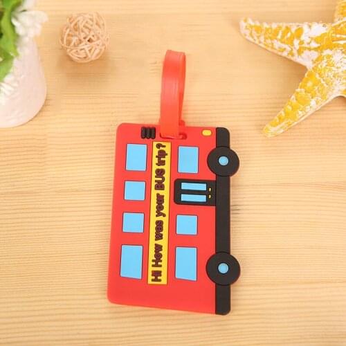 Creative Gift Travel Accessories Cartoon Bus Luggage Tag Silica Gel Suitcase ID Addres Holder Baggage Boarding Tags Travel Label