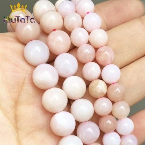 Natural Genuine Stone Beads Pink Opal Round Loose Beads For Jewelry Making DIY Bracelet Ear Studs Accessories 7.5'' 6/8/10/12mm