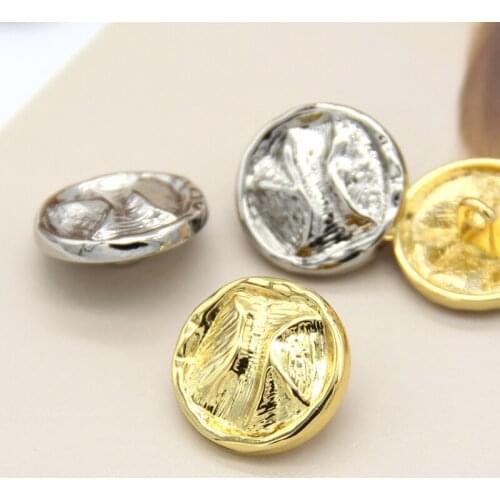 Round Fold Gold Metal Sewing Buttons For Clothes Jacket Coat Female Silver Decorative Handmade DIY Sewing Accessories Wholesale