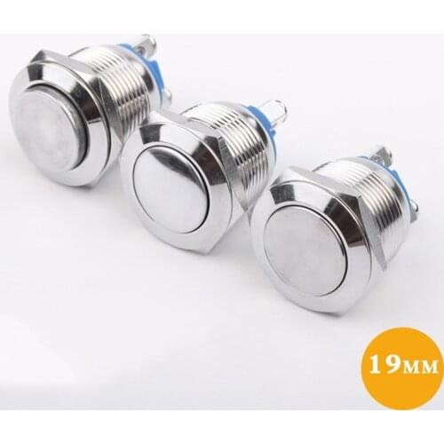 19mm Metal Push Button Switch IP66 Nickel Plated Brass Press Button Self Locking Normal Open High/Flat/Ball Rond Head Momentary