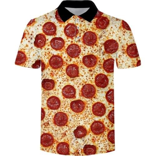 LCFA Summer Mens Polos Shirts Fashion Men Pizza Food Funny Short Sleeve Polos Shirts Male Print Tops Tees Para Hombre Clothing