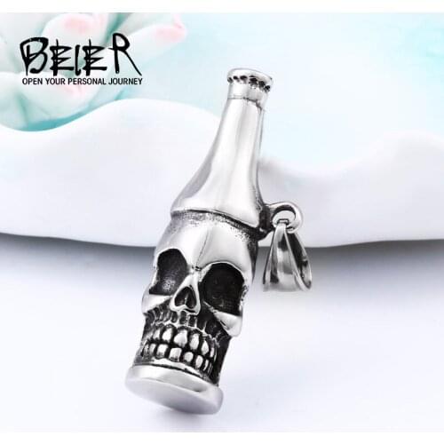 BEIER Rock Punk Style new arrival skull Bottle opener pendant necklace man personality exquisite jewelry Dropshipping LHP096