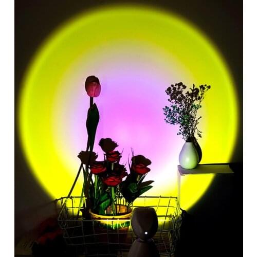 Sunset Desk Projection Light Robot Figure LED Art Projection Lamp 360 Degree Atmosphere Lamp for Home Bar Party Decoration
