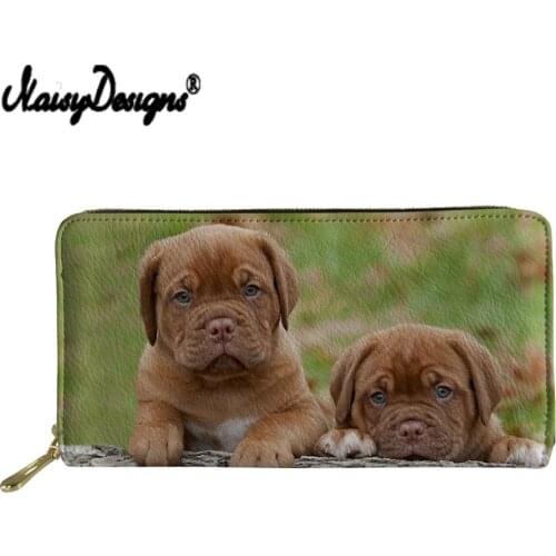 NOISYDESIGNS French Mastiff Dog Print Wallets Animal Design Women Coin Purse Ladies Card Holder Storage Leather Clutch Wallets