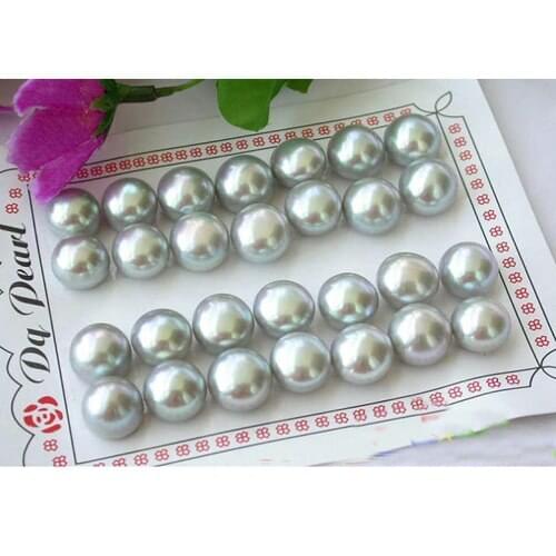 New Arrival Favorite Pearl Jewelry 14Pair 11mm Gray Genuine Freshwater Pearls S925 Silver Stud Earrings Fine Lady Gift