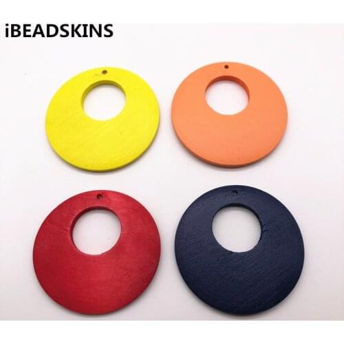 New arrival! 60mm 50pcs/lot Environmental Paint round-shape Wood charm For Earring parts Earring handmade jewelry DIY making