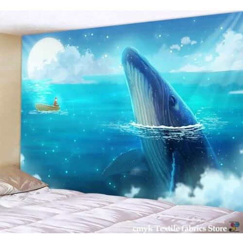 Ocean Whale Printed Tapestry Wall Hanging Mandala Tapestry Beach Picnic Mat Bedding Sheet Witchcraft tapiz Home Decor Tapestry
