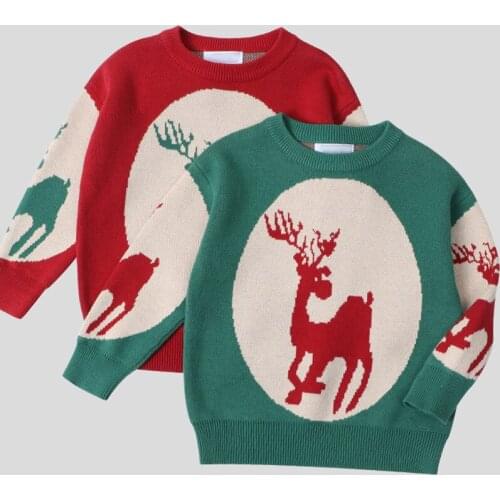 Autumn Kids Knitting Sweaters Tops Christmas Cartoon Printing Baby Boys Girls Pullover Baby Boys Girls Knitting Clothes