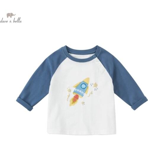 DBX18960 dave bella autumn baby boys casual cartoon print T-shirt children tops kids boy fashion tees