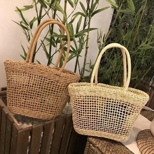 Rattan Straw Woven Bag Women Wicker Basket Tote Fashion Summer Beach Large Purse