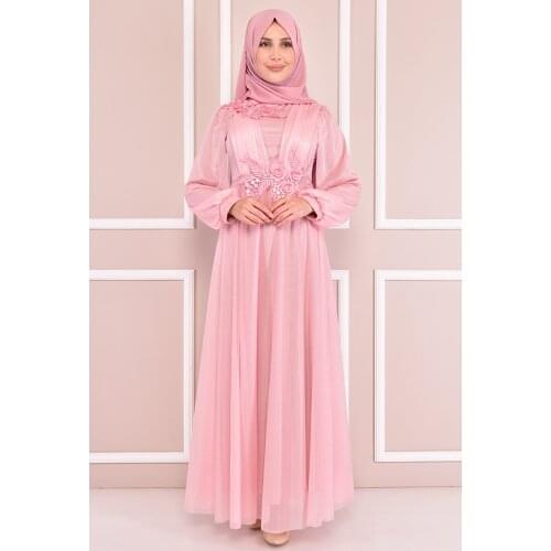 Güpür Detay Abiye Pudra KBR10006