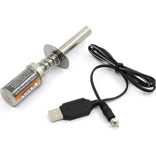 RC Nitro 1.2 V 1800Mah Rechargeable Glow Plug Starter Igniter DC USB Charger for Gas Nitro Engine Power 1/10 1/8 RC Car