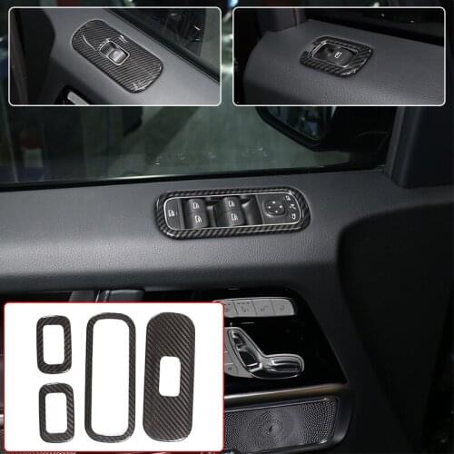 Real Carbon Fiber Car Windows Lift Button Switch Frame Cover Trim For Mercedes-Benz G Class W463 2019-2020 Interior Accessories