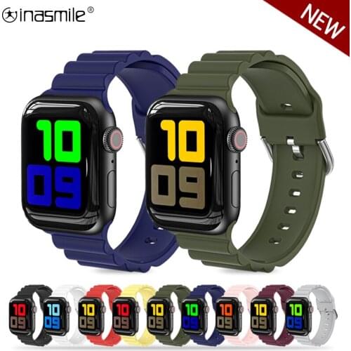 Quality Wave Pattern Silicone Strap For Apple Watch 6 5 4 3 SE band For iWatch serie 38mm 42mm 40mm 44mm smartwatch wristband