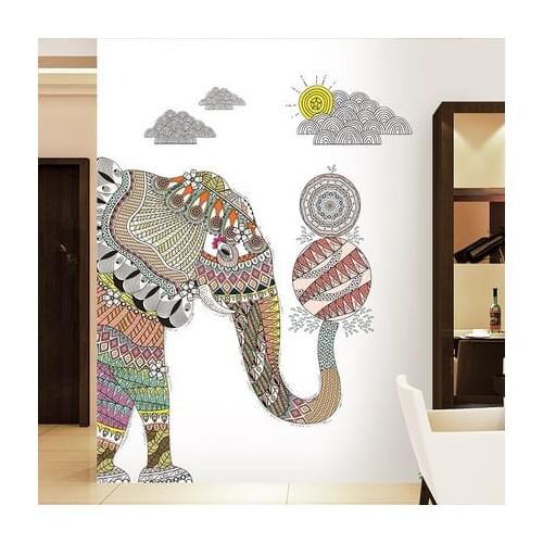 DIY Creative Elephant Office Decoration Wall Sticker Abstract Animal Living Room Bedroom Home Decor Poster Mural