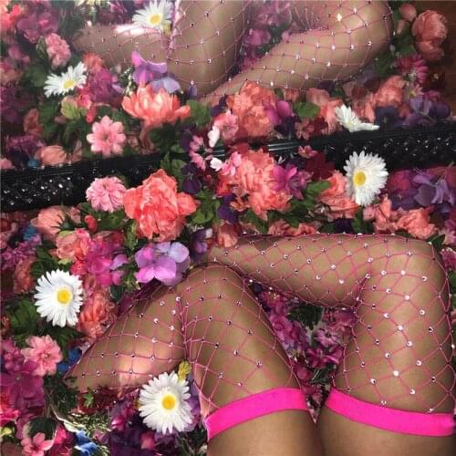 Fishnet Diamond Decor Socks Women Sexy Fashion New Shiny Net Female Slim Mesh Nylon High Quality Stockings Summer