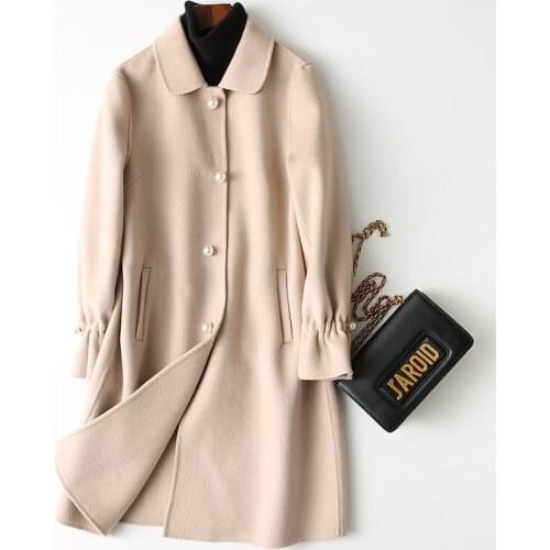 Wool Women Fashion Coat 2020 Spring Double-sided Wool Coats Female Autumn Long Jacket manteau femme hiver 38517 WYQ1205 s