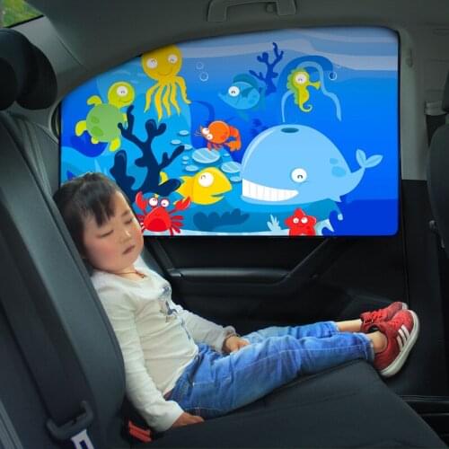 Multi pattern double layer sunscreen summer retractable cartoon magnetic automobile curtain magnetic suction automobile sunshade