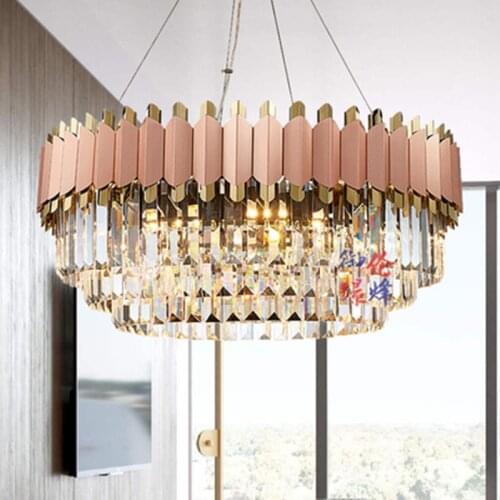 Modern luxury chandelier rose gold club duplex villa designer model living room rectangl crystal LED wedding decoration lamp