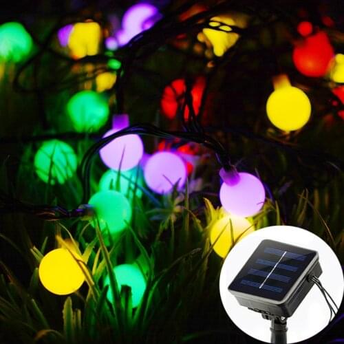 LED Ball Fairy Christmas Lights String Solar Power Outdoor Waterproof Festoon New Years Garland Holiday Garden Party Decoration