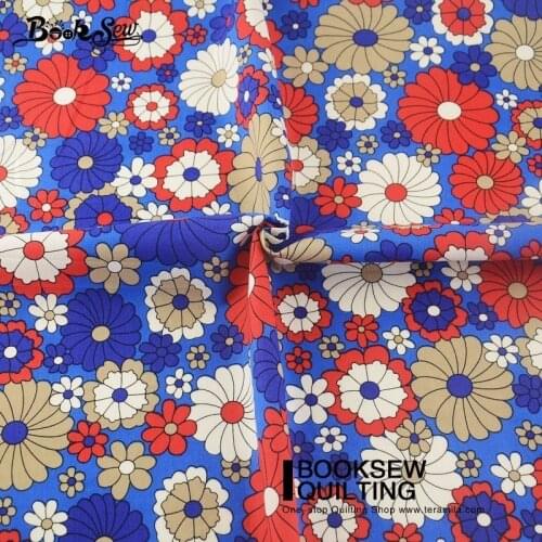Booksew Cotton Poplin Fabric Floral Soft Blue DIY Sewing Fabric Curtain Dress Material Telas Patchwork Algodon Tissu Stoffen