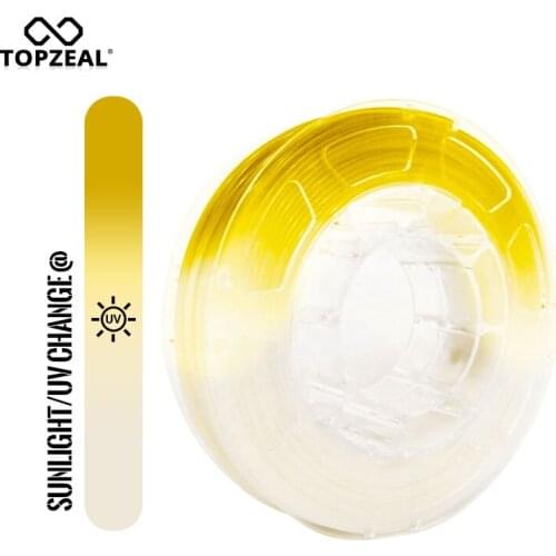 TOPZEAL 3D Printer PLA Filament Light Change Color, 1.75mm 1KG White To Yellow, Dimensional Accuracy +/- 0.05mm