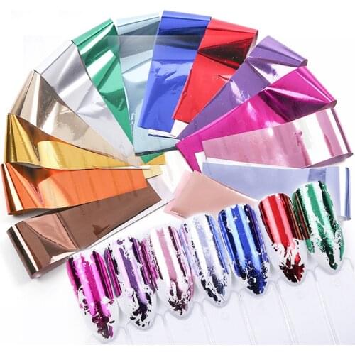 14 Colors Matte Starry Nail Foils Holographic Stickers Nail Transfer Sticker Laser Rose Gold Champagne Nails Art Stickers Decor