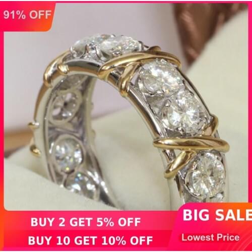 Choucong Eternity Jewelry Stone 5A Zircon stone 10KT White&Yellow Gold Filled Women Engagement Wedding Band Ring Sz 5-11