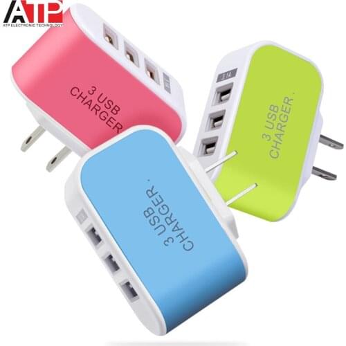 USB Charger 3 Ports EU 3A Portable Mobile Phone Chargers Travel for iPhone ipad Samsung Xiaomi Huawei Wall Charger