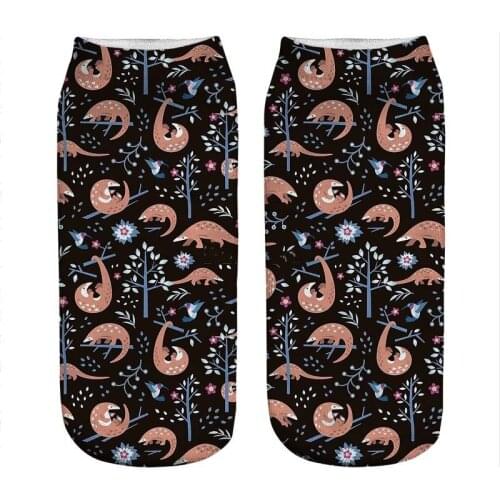 Womens socks kawaii Cute Pangolin Forest Printed Socks Woman harajuku Happy Funny Novelty cute girl gift Socks for women