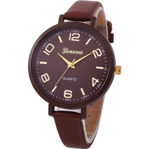 Women Solid Color Leather Strap Quartz Wristwatches Round Watches Women Fashion Watch 2021 Digital Watch Womem Reloj Mujer