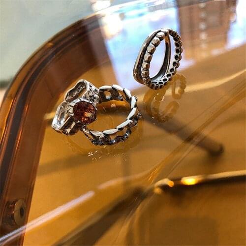 Trendy Irregular Korean Style Simple Hollow Out Crystal Ring Adjustable Open Finger Rings Womens Jewelry Accessories