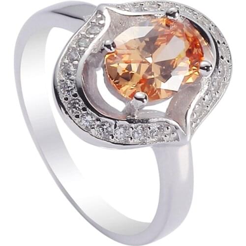 Eulonvan 925 sterling Silver Engagement Wedding Rings Jewelry & Accessories for women champagne Cubic Zirconia S-3724 size 6 7 8